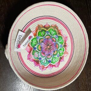 Handmade Ivory Pink Purple Green Rope Bowl Basket for Remotes Makeup Jewelry Toy